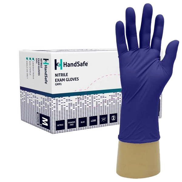 GN91 HandSafe, Nitrile Gloves, Blue, Sensitive, Powder Free, XS-XL