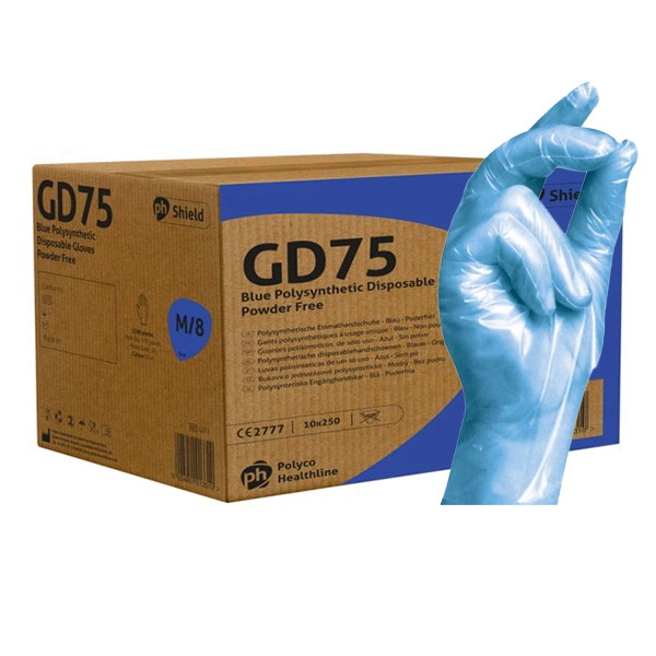 GD75 Shield, Polysynthetic Gloves, Blue, Powder Free, M-XL