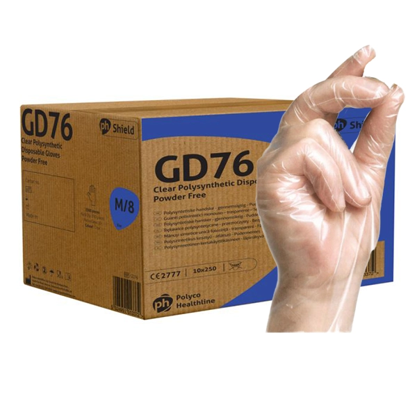 GD76 Shield, Polysynthetic Gloves, Clear, Powder Free, M-XL