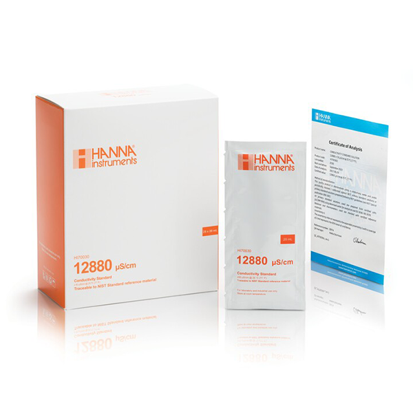 12880 uS/cm  EC value @25C, 20 mL sachets with certificate of analysis