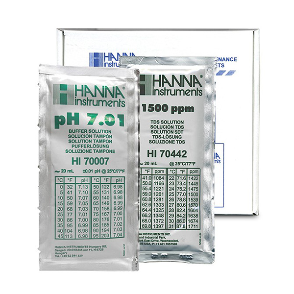 1500 mg/L (ppm) & pH 7.01 TDS value @25C, 20 mL sachets (10 each)