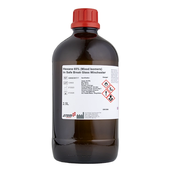 Hexane 65% (Mixed Isomers) in Safe Break Glass Winchester